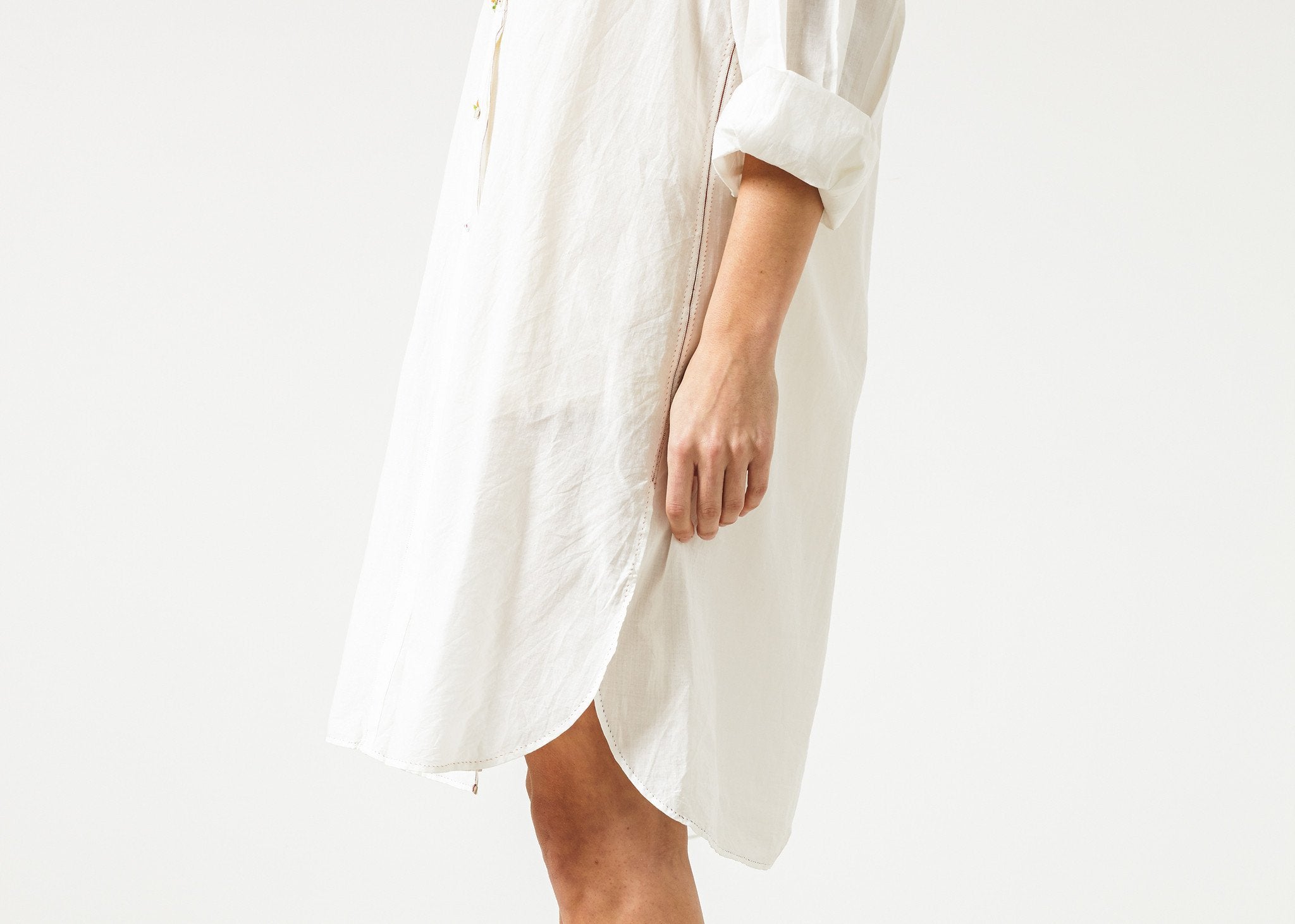 Pleated Sleeve Tunic in White