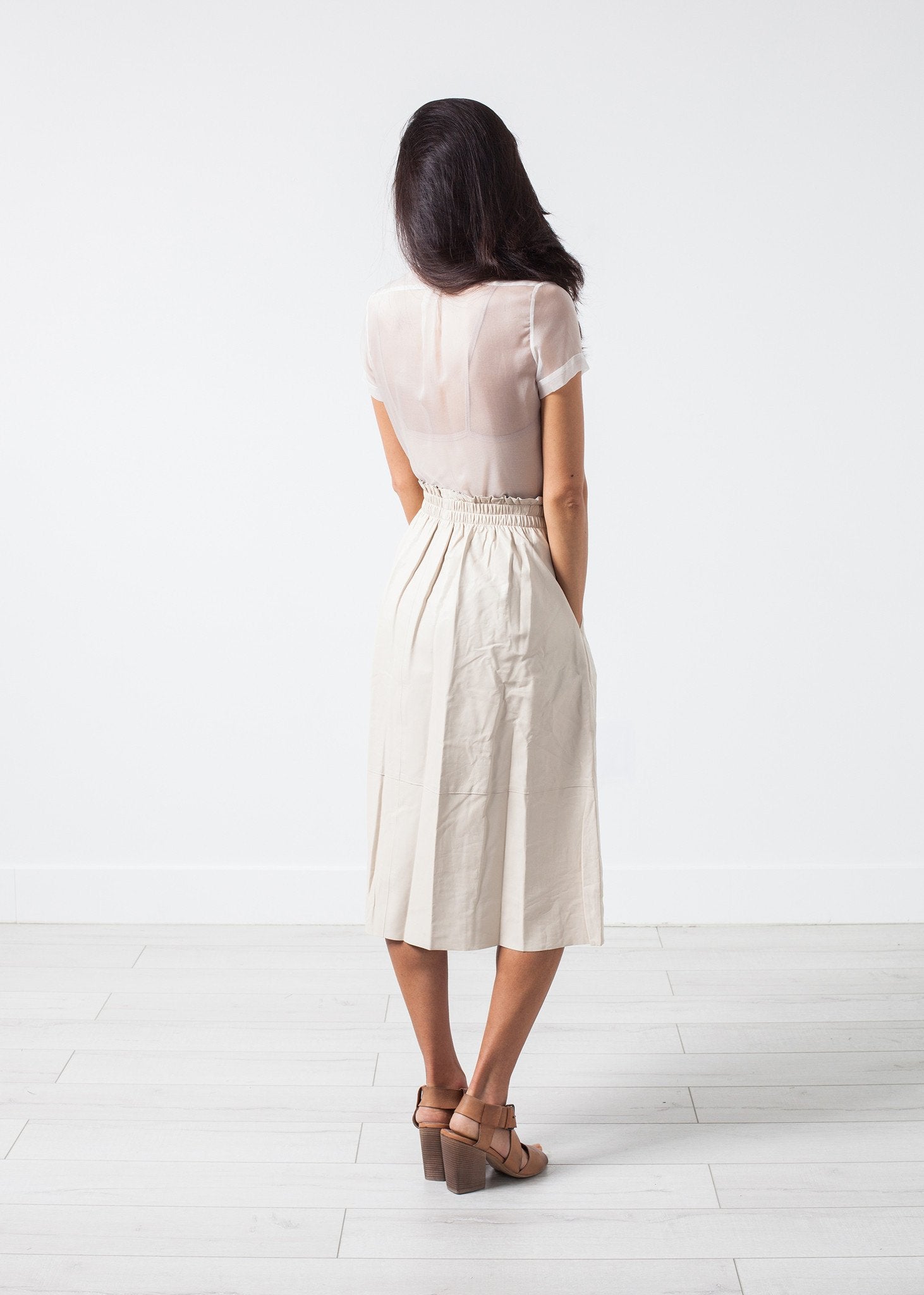 Eulera Leather Skirt in Cream