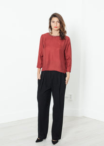 Pleated Waistband Trouser in Black