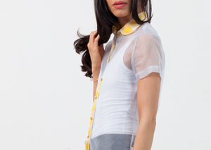 Sheer Button-Up Blouse in Pale Blue
