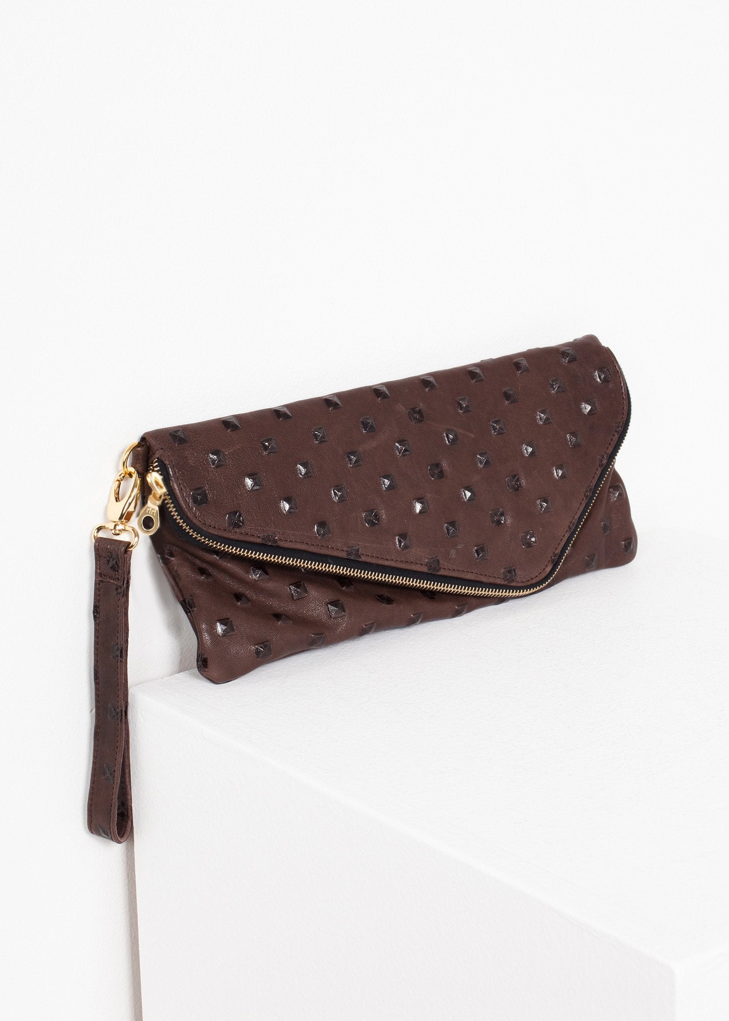 Roxanne Leather Clutch in Brown